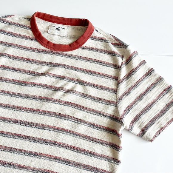 Sol Angeles Men’s Stripe Boucle Slit Crewneck Shirt - Picture 2 of 3